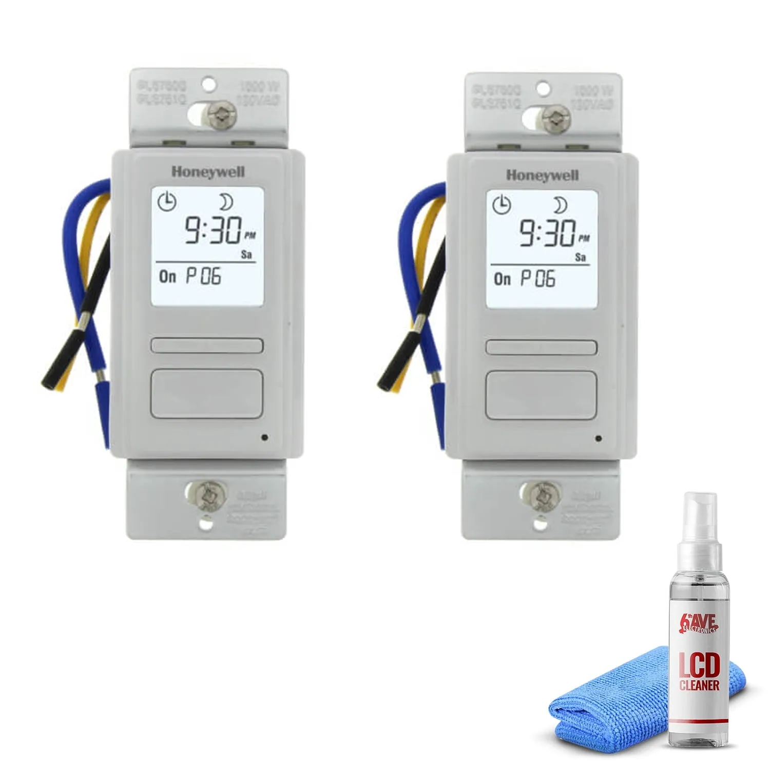 2-Pack Honeywell Timer Switch with Sunrise Sunset Single or 3 Way   LCD Cleaner