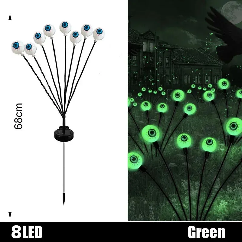 2024 Halloween Outdoor Solar-Powered LED Green Eyeball Path Lights - Waterproof Blinking Firefly Design