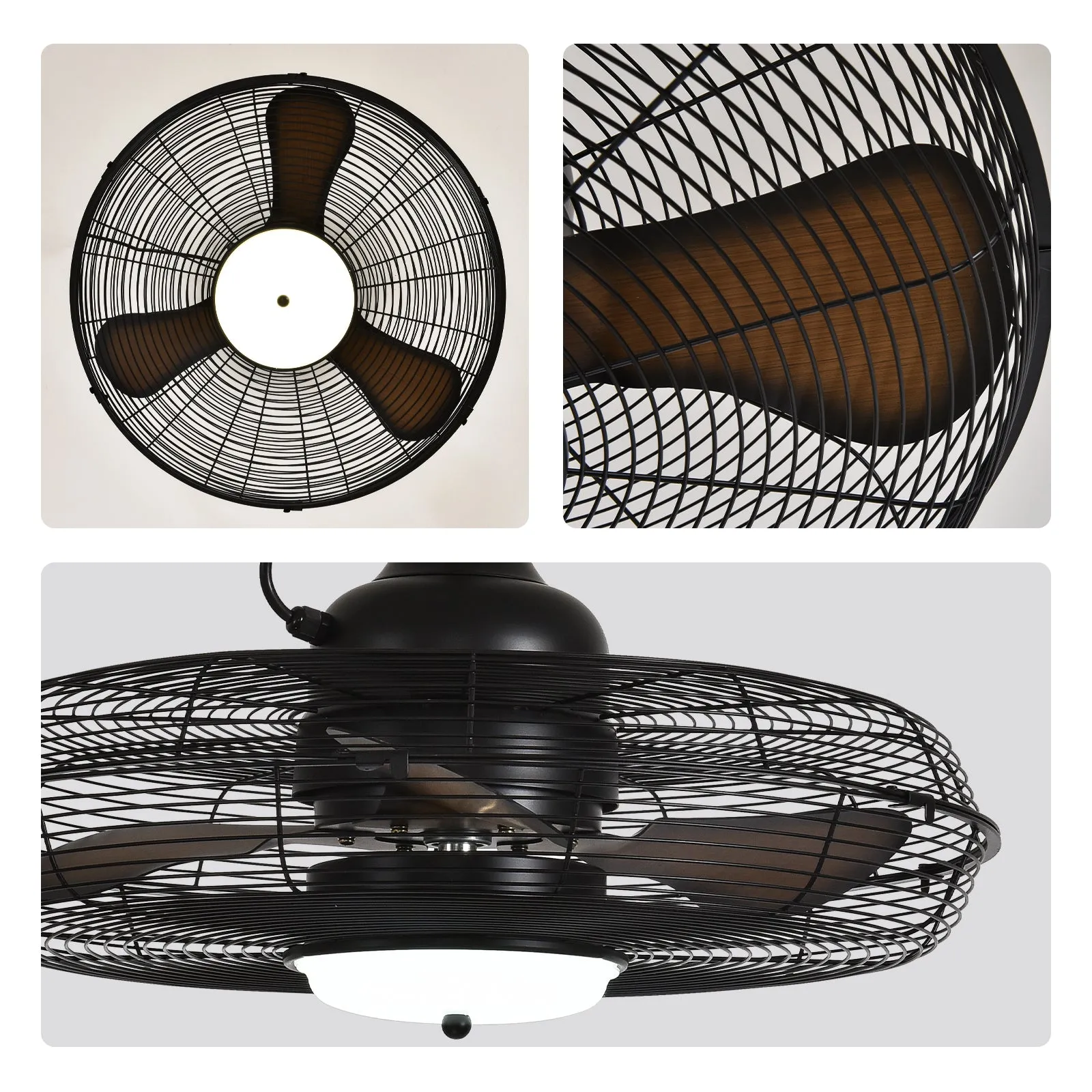 21" Orison Outdoor Gazebo Fan with Lights, Wet Rated Hanging Fan for Patio