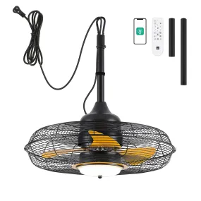 21" Orison Outdoor Gazebo Fan with Lights, Wet Rated Hanging Fan for Patio(Black Cage)