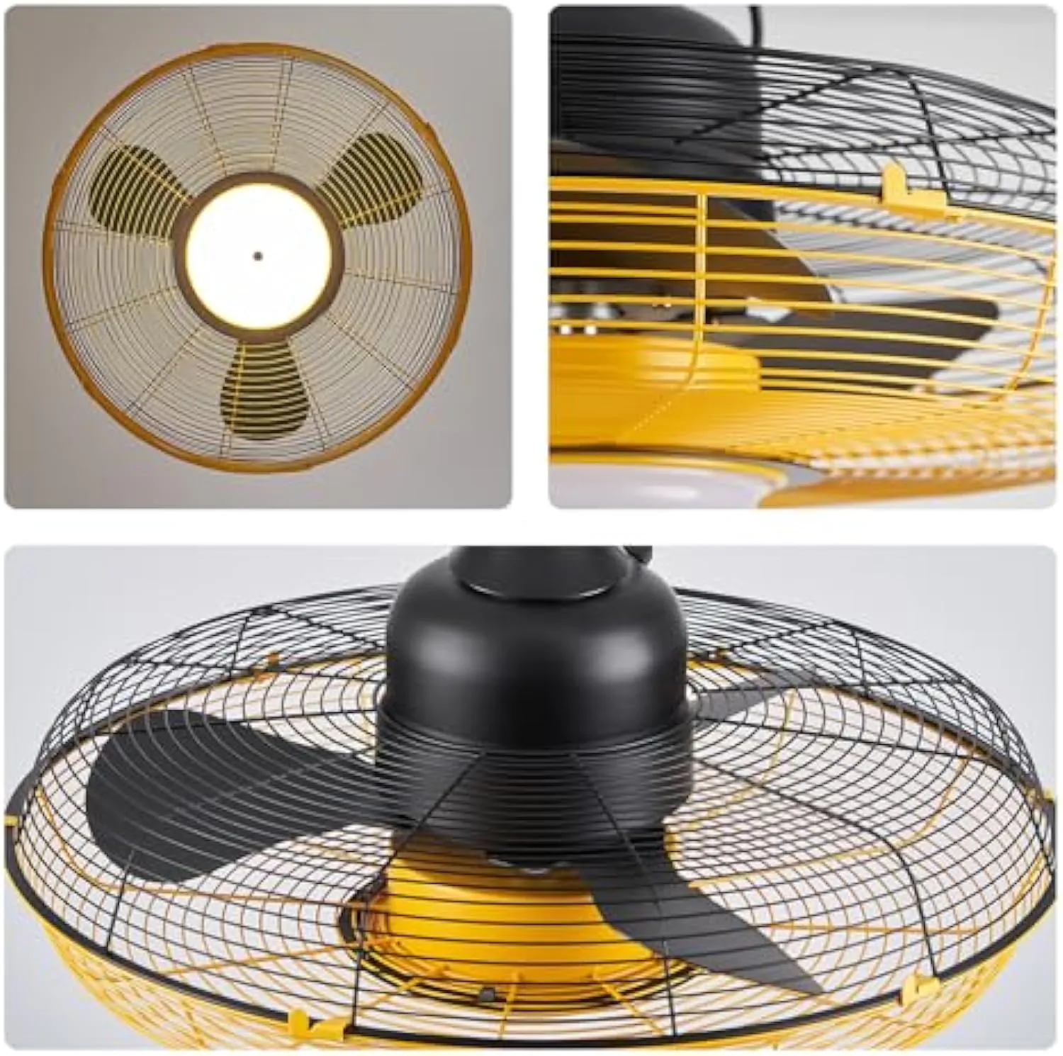 21" Orison Outdoor Gazebo Fan with Lights, Wet Rated Hanging Fan for Patio(Yellow Cage)