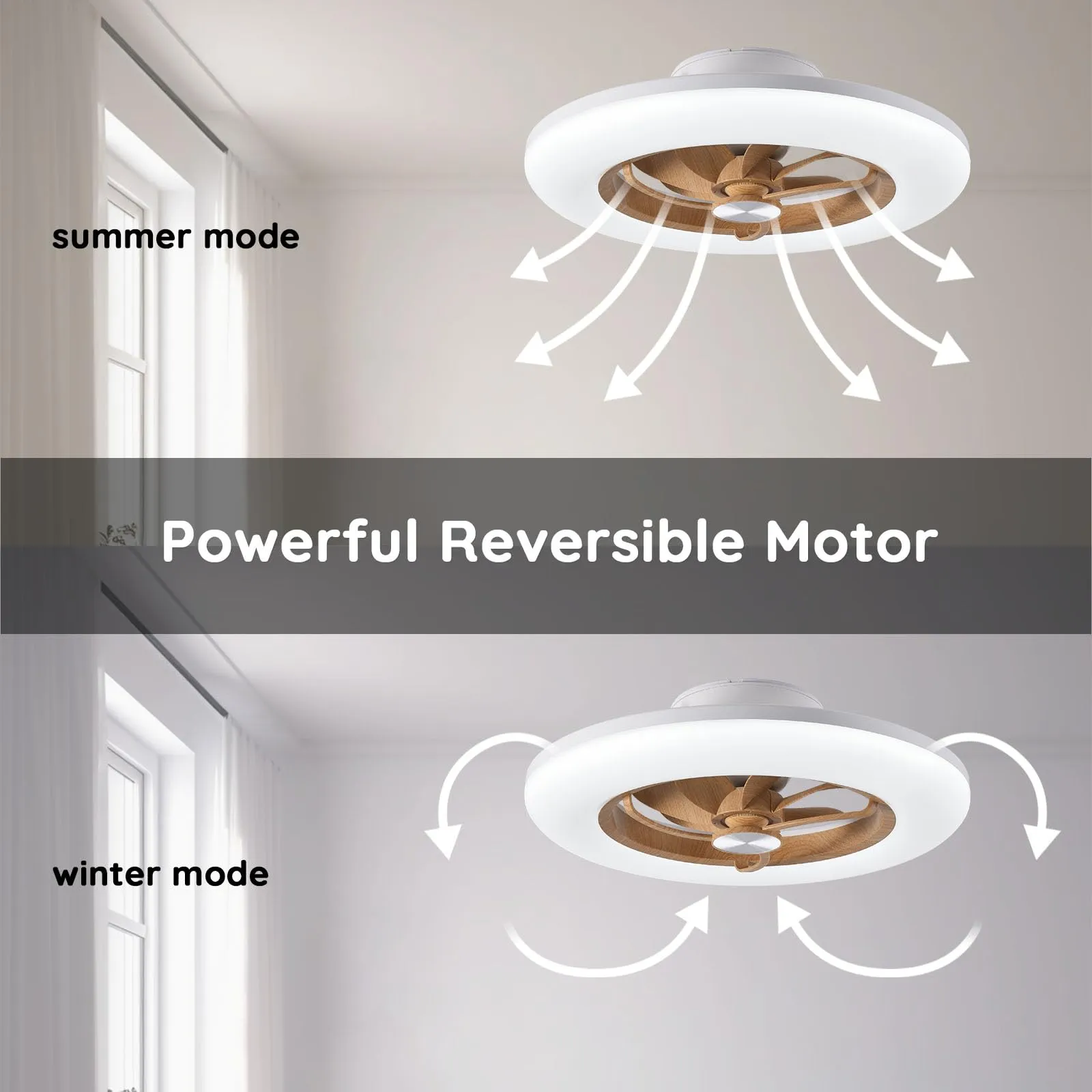 22" Orison Neo Kitchen Ceiling Fan with Lights - Alexa/Google/App Control (Wood-toned)