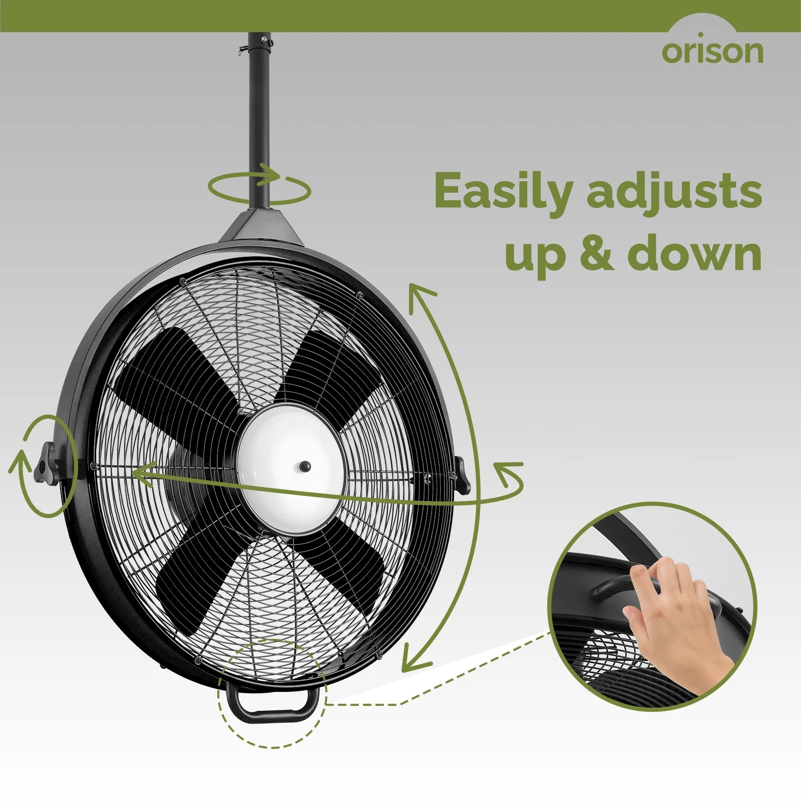 24.8" Orison Outdoor Ceiling Fan with Light 360-degree Manual Vertical Rotation - Waterproof(Black)