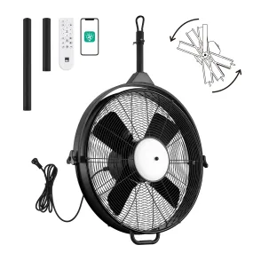 24.8" Orison Outdoor Ceiling Fan with Light 360-degree Manual Vertical Rotation - Waterproof(Black)