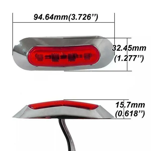 4-Piece: 12V-24V 4 LED Side Marker Indicator Lights