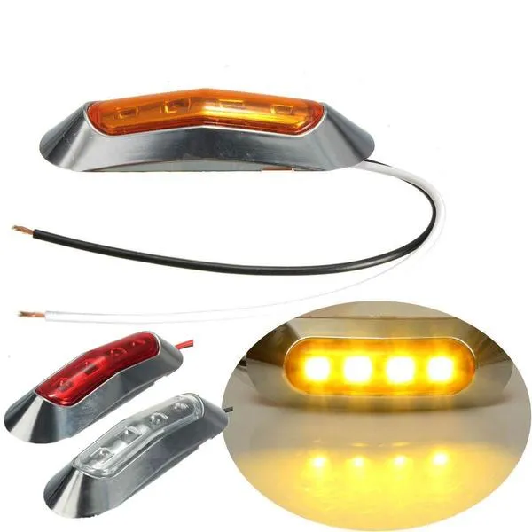 4-Piece: 12V-24V 4 LED Side Marker Indicator Lights