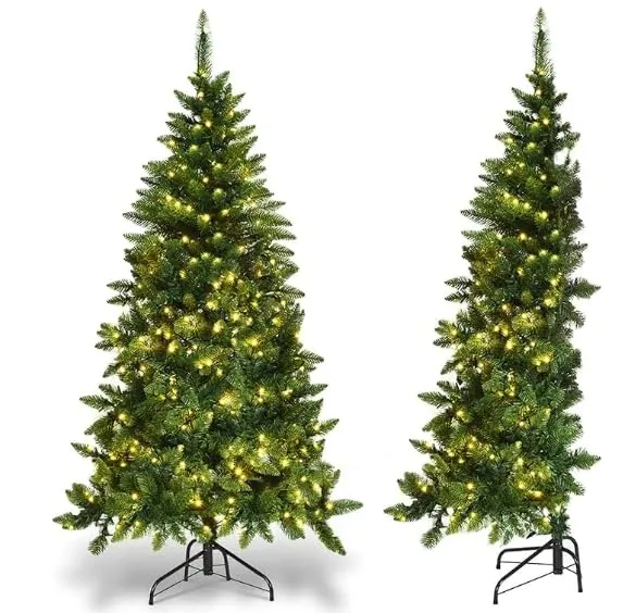 5ft Half Prelit Warm White & Multi-Color LED Lights Premium Artificial Hinged Christmas Tree with Remote Control