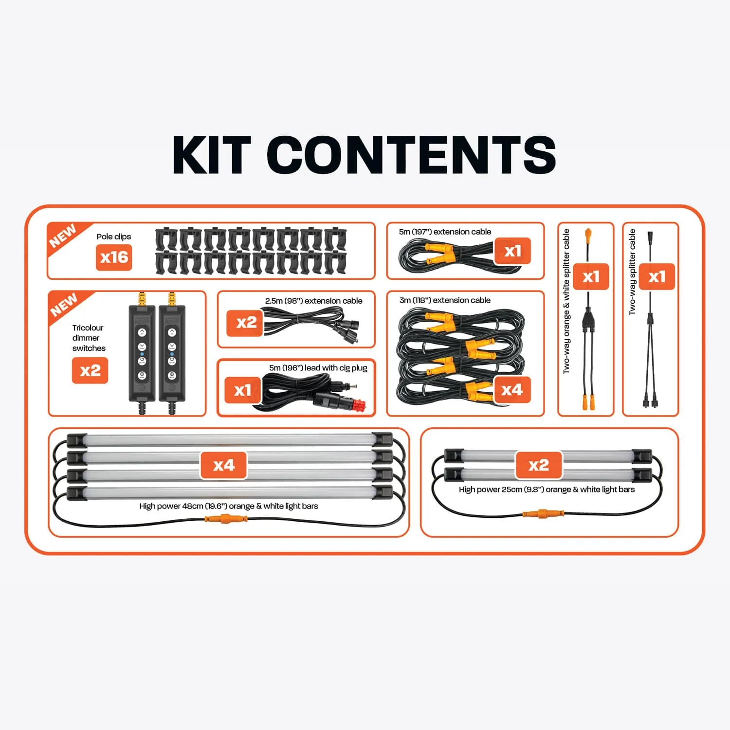 6 Bar Tri-Colour LED Camp Light Kit