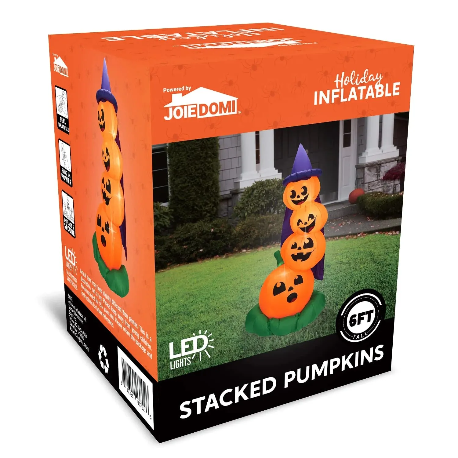 6 FT Halloween Inflatables Stacked Pumpkins with Build-In Leds for Porch,Halloween Pumpkin Decor Blow up Yard Decorations