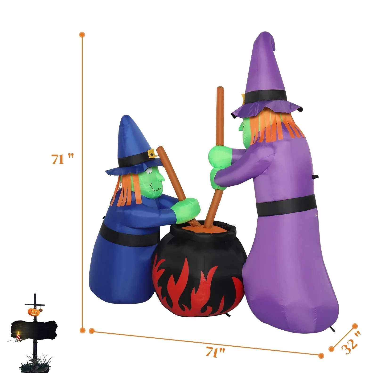 6' Halloween Inflatables Outdoor Halloween Witches Decoration Blow up Witches