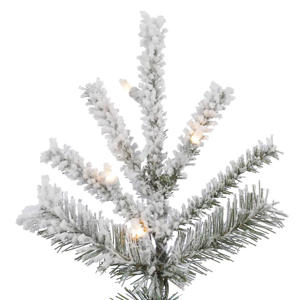 6.5' Flocked Sierra Fir Slim Artificial Christmas Tree Clear Dura-Lit lights