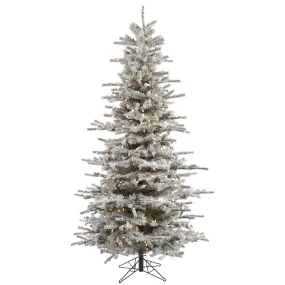 6.5' Flocked Sierra Fir Slim Artificial Christmas Tree Clear Dura-Lit lights