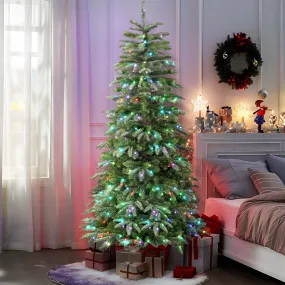 6ft Prelit Multi-Color RGB Lights  Artificial Hinged Upgraded Christmas Tree with Remote