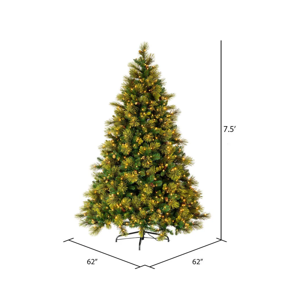 7.5'x62"  Mixed Fir Artificial Xmas Tree Dura-Lit Clear Incandescent Mini Light