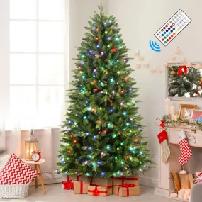 9ft Upgraded Prelit Color Changing RGB Light Artificial Hinged Christmas Tree with Remote Control