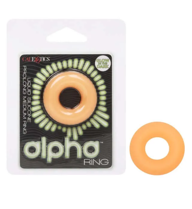 Alpha™ Glow-In-The-Dark Liquid Silicone Prolong Medium Ring - Stretchy, Durable