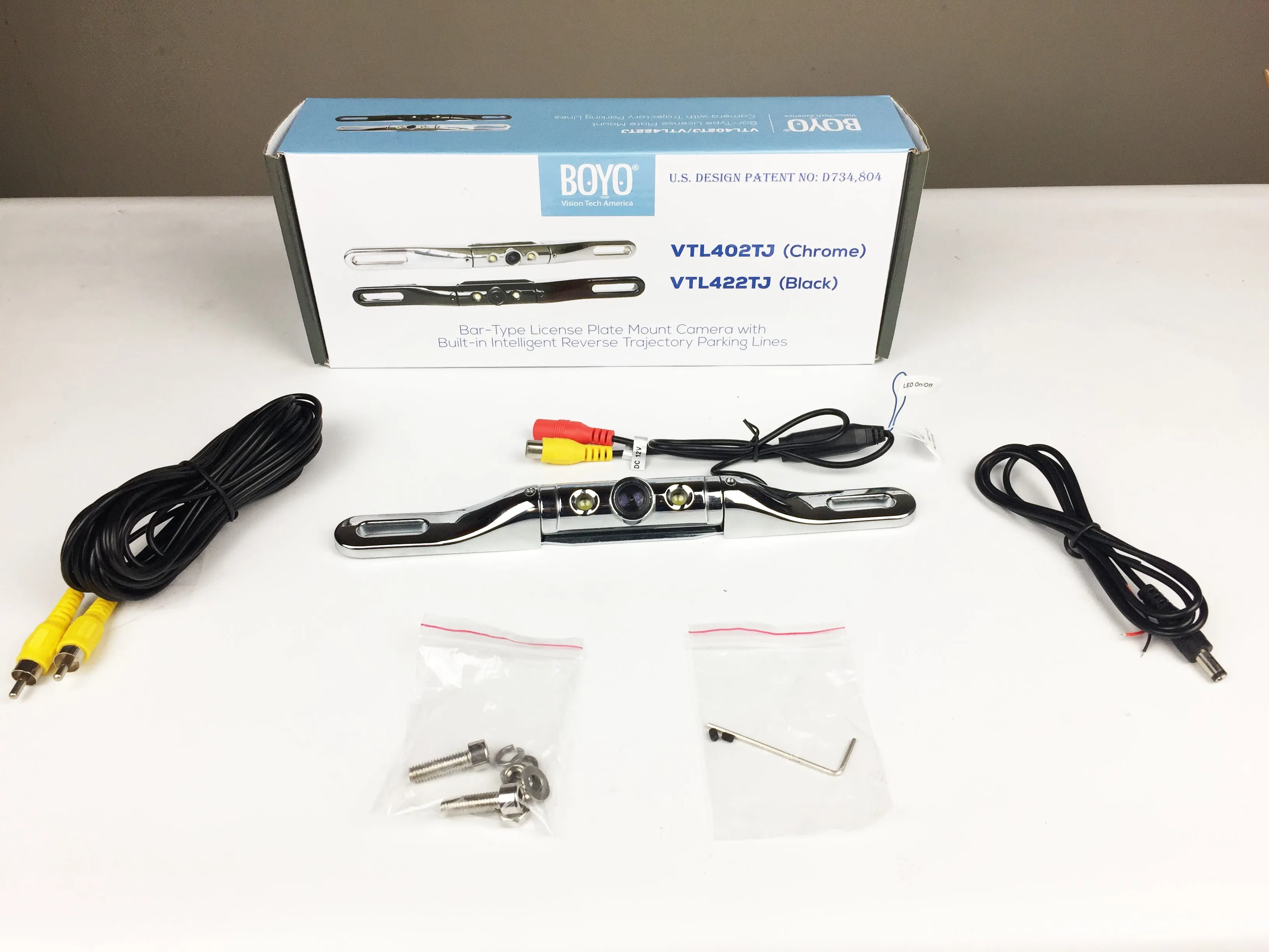 BOYO VTL402TJ - Bar-Type License Plate Backup Camera with Active Parking Lines and LED Lights (Chrome)