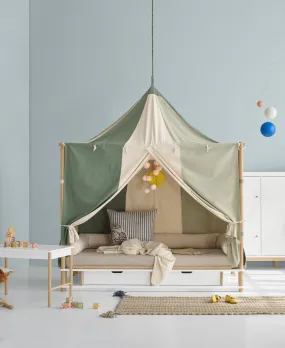 Camp bed canopy Circus, green/undyed