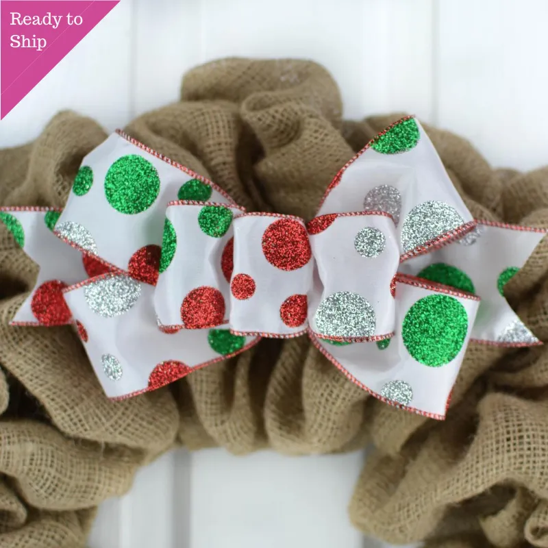 Choose Your Style - Christmas Add On Wreath Bow - Wreath Embellishment for Already Made Wreath - Farmhouse Extra