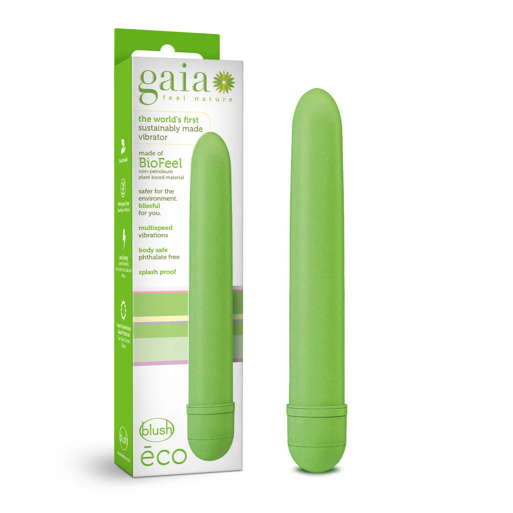 Gaia By Blush® | Eco: Plant-Based 7" Slim Multispeed Vibrator in Green - Made from Sustainable BioFeel™