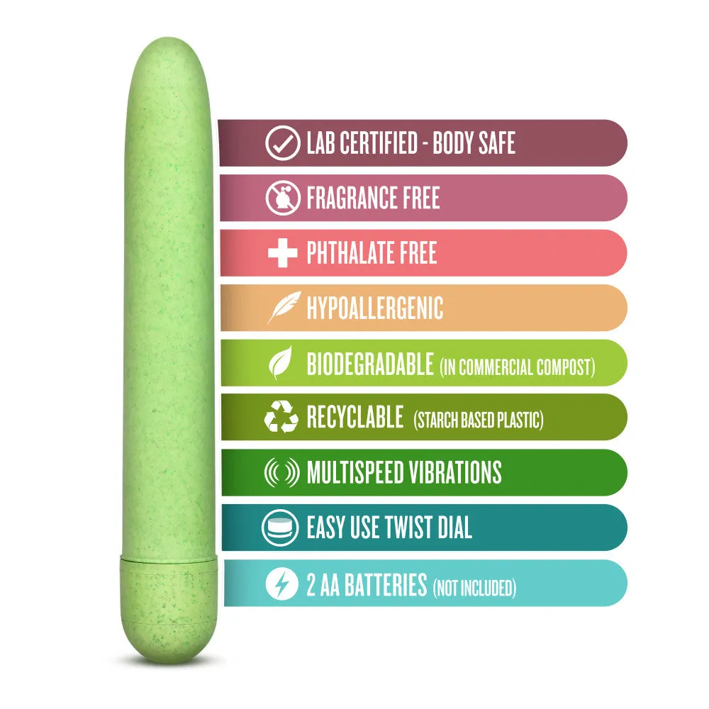 Gaia By Blush® | Eco: Plant-Based 7" Slim Multispeed Vibrator in Green - Made from Sustainable BioFeel™