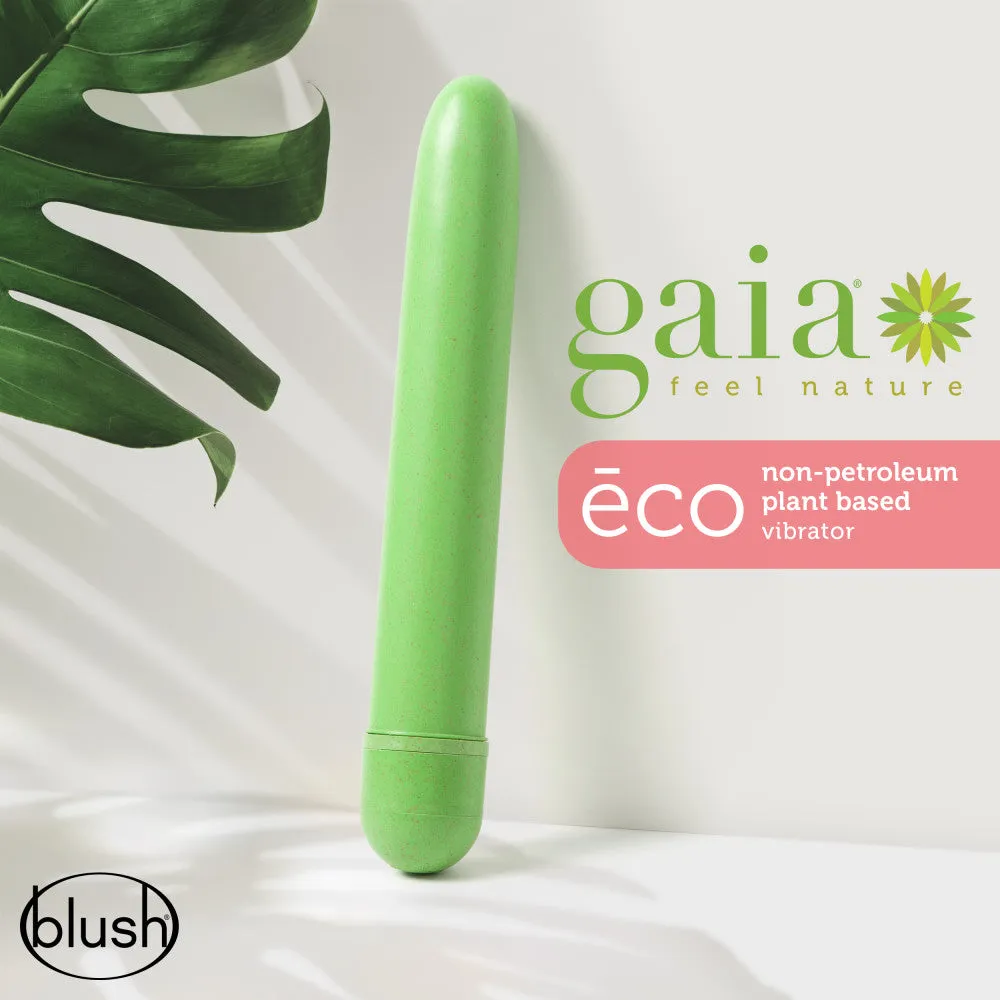 Gaia By Blush® | Eco: Plant-Based 7" Slim Multispeed Vibrator in Green - Made from Sustainable BioFeel™