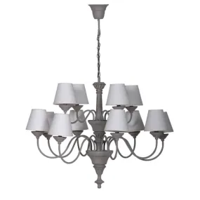 Grey Chandelier With Twelve Cream Shades