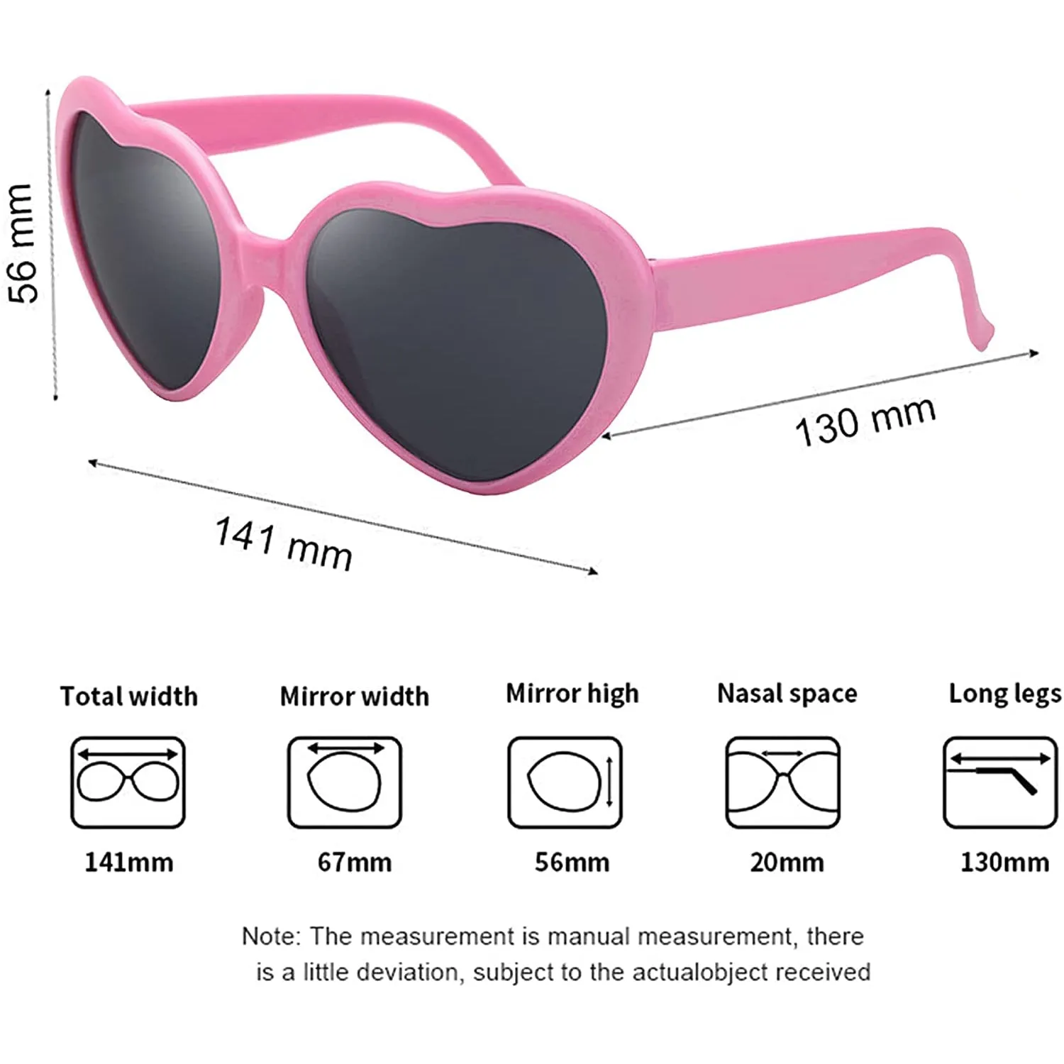 Heart Shaped Sunglasses EDM Festival Light Changing Eyewear Heart Effect