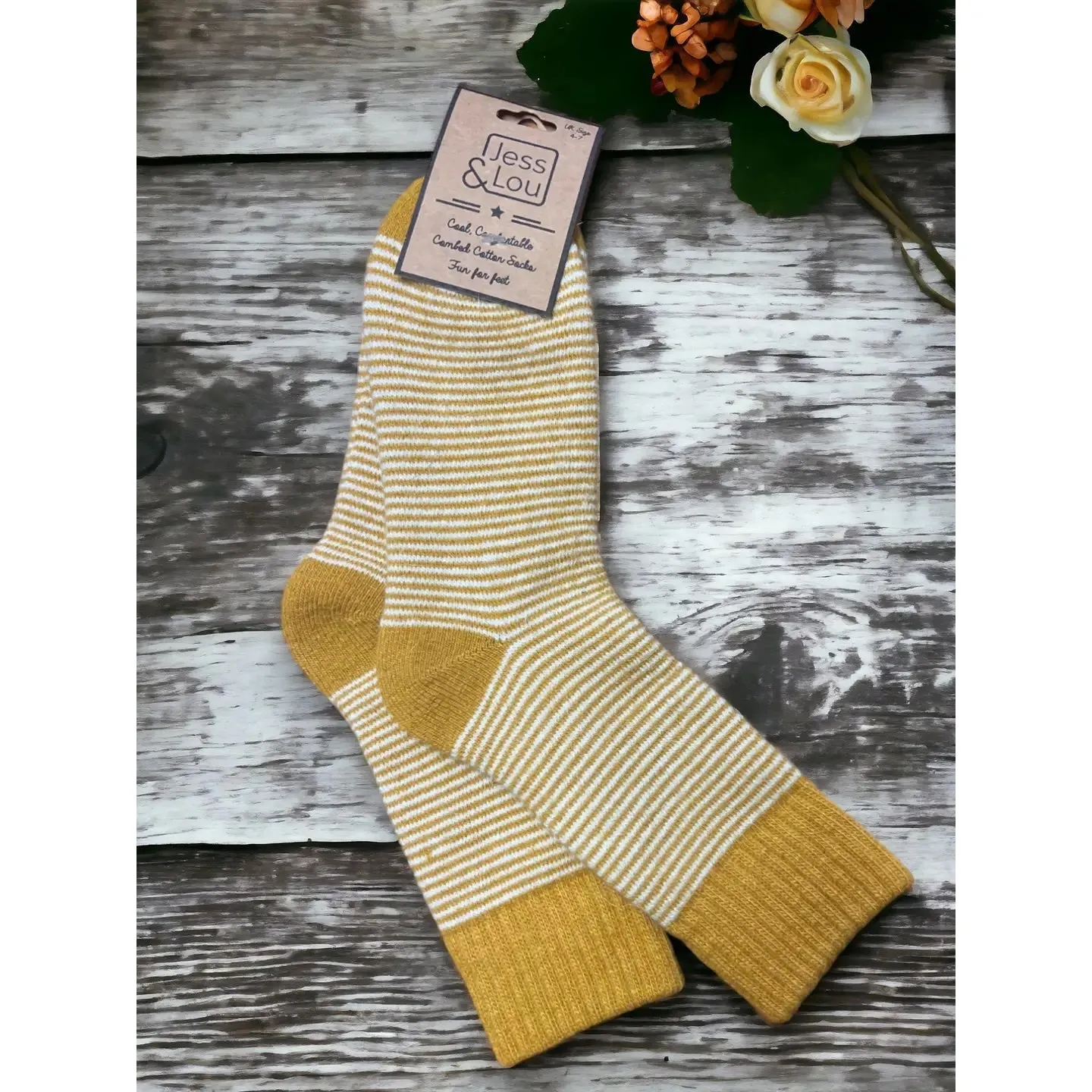 Jess & Lou Ribbed Socks with Stripes - Multiple Colors