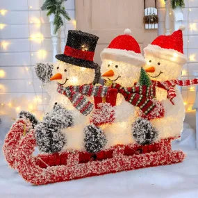 LED Frosty Snowmen On Sled (75cm)