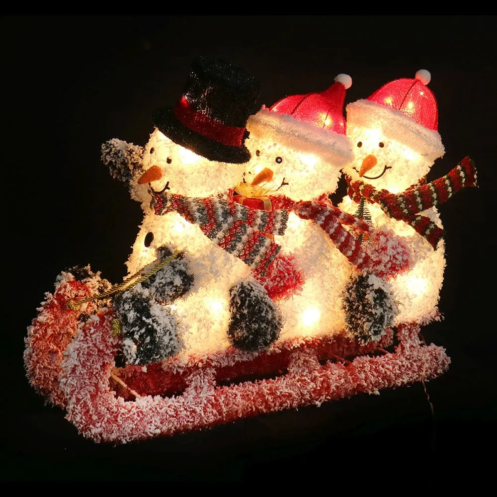 LED Frosty Snowmen On Sled (75cm)