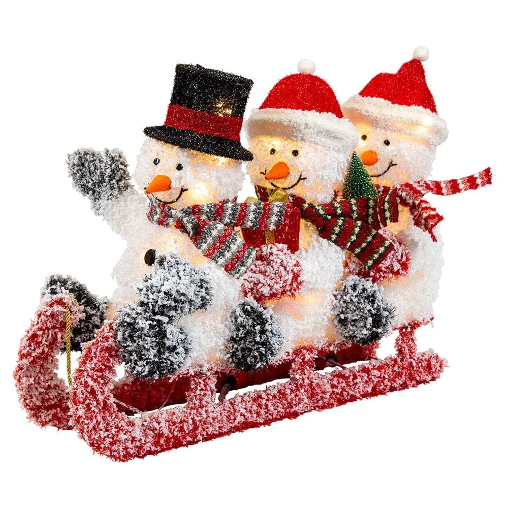 LED Frosty Snowmen On Sled (75cm)