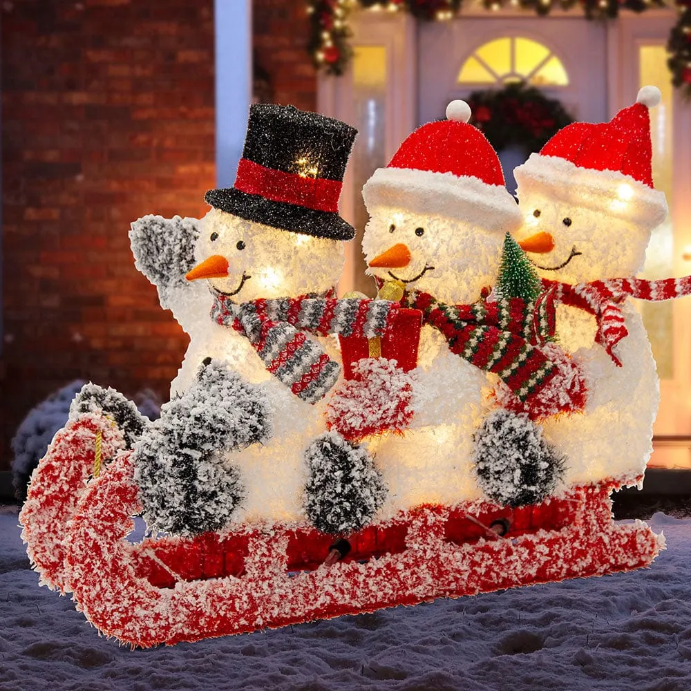 LED Frosty Snowmen On Sled (75cm)