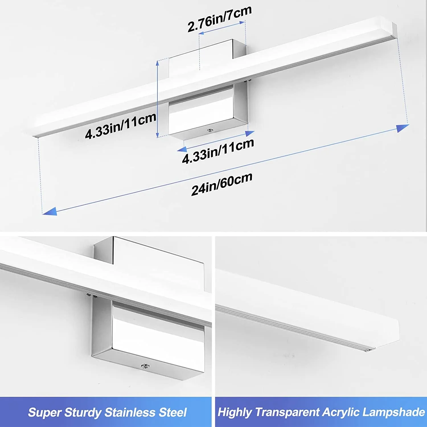 LED Vanity Lights Bar 24 Inch Bathroom Light Fixtures 14W IP44 over