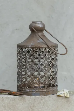 Moroccan Style Metal Candle Lantern - Distressed