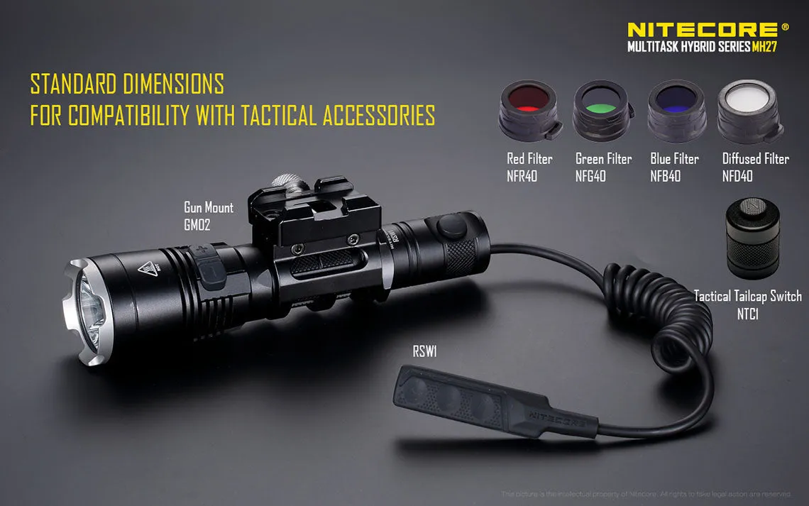 Nitecore MH27 RGB LED USB Flashlight XP-L HI Cree LED With Nitecore NL1823 18650 Lithium Battery