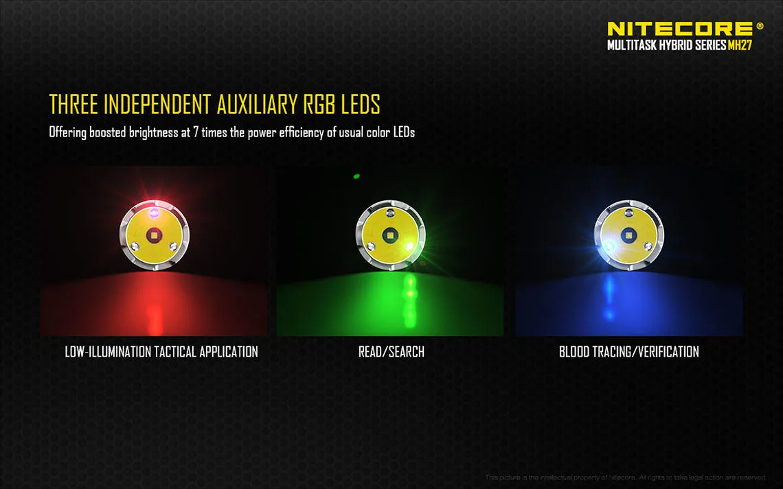 Nitecore MH27 RGB LED USB Flashlight XP-L HI Cree LED With Nitecore NL1823 18650 Lithium Battery