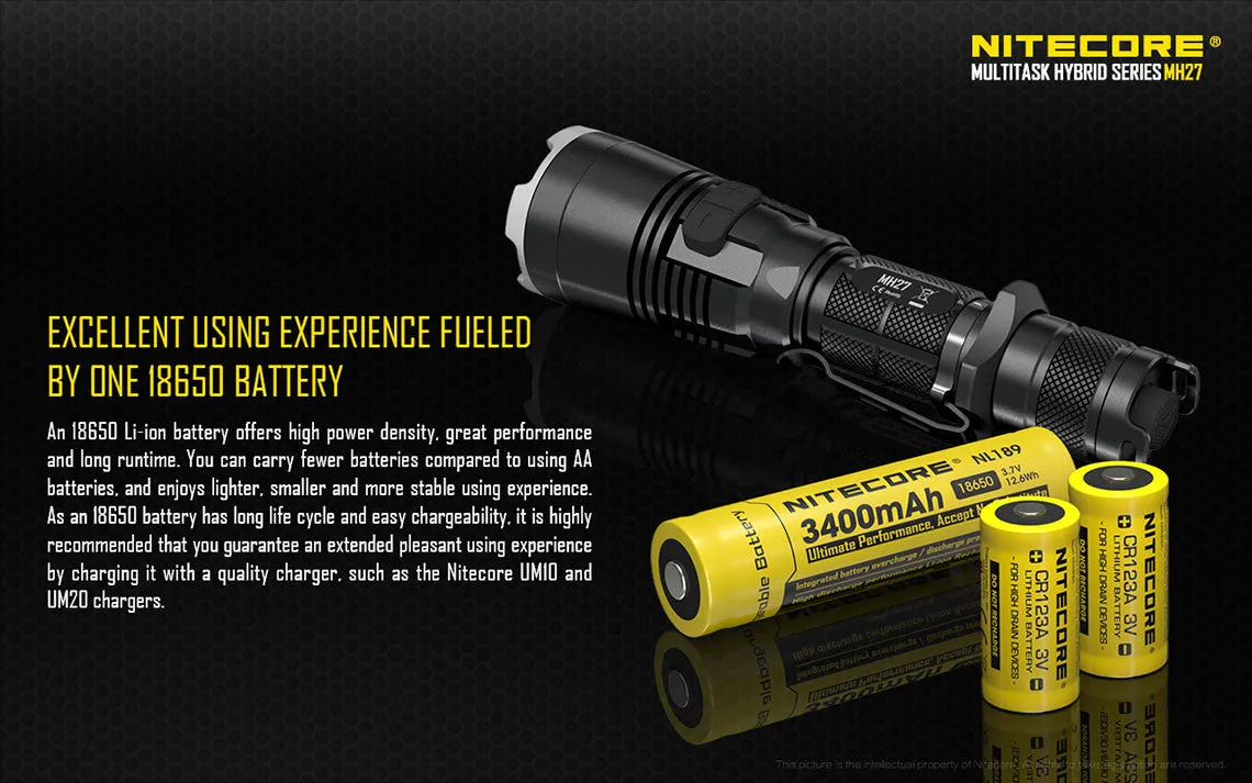 Nitecore MH27 RGB LED USB Flashlight XP-L HI Cree LED With Nitecore NL1823 18650 Lithium Battery