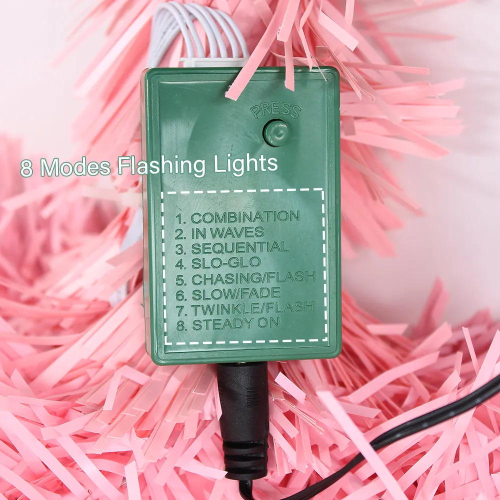 Pink Christmas Fibre Optic Tree Star Decor 8-Mode Ultra-Bright Lights