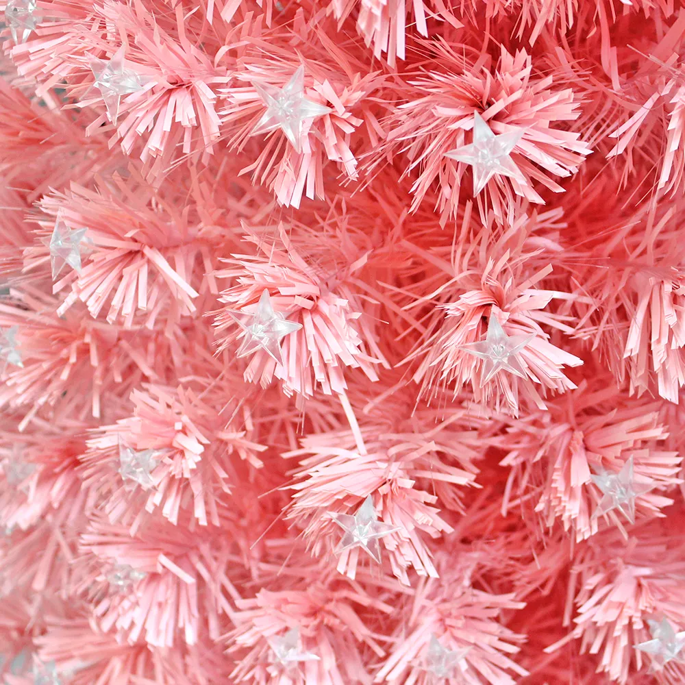 Pink Christmas Fibre Optic Tree Star Decor 8-Mode Ultra-Bright Lights