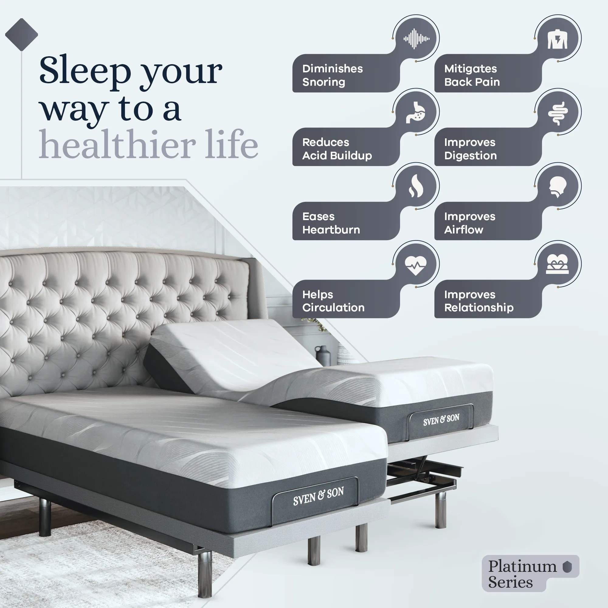 Platinum Series Adjustable Bed Base   Choice of Mattress Bundle