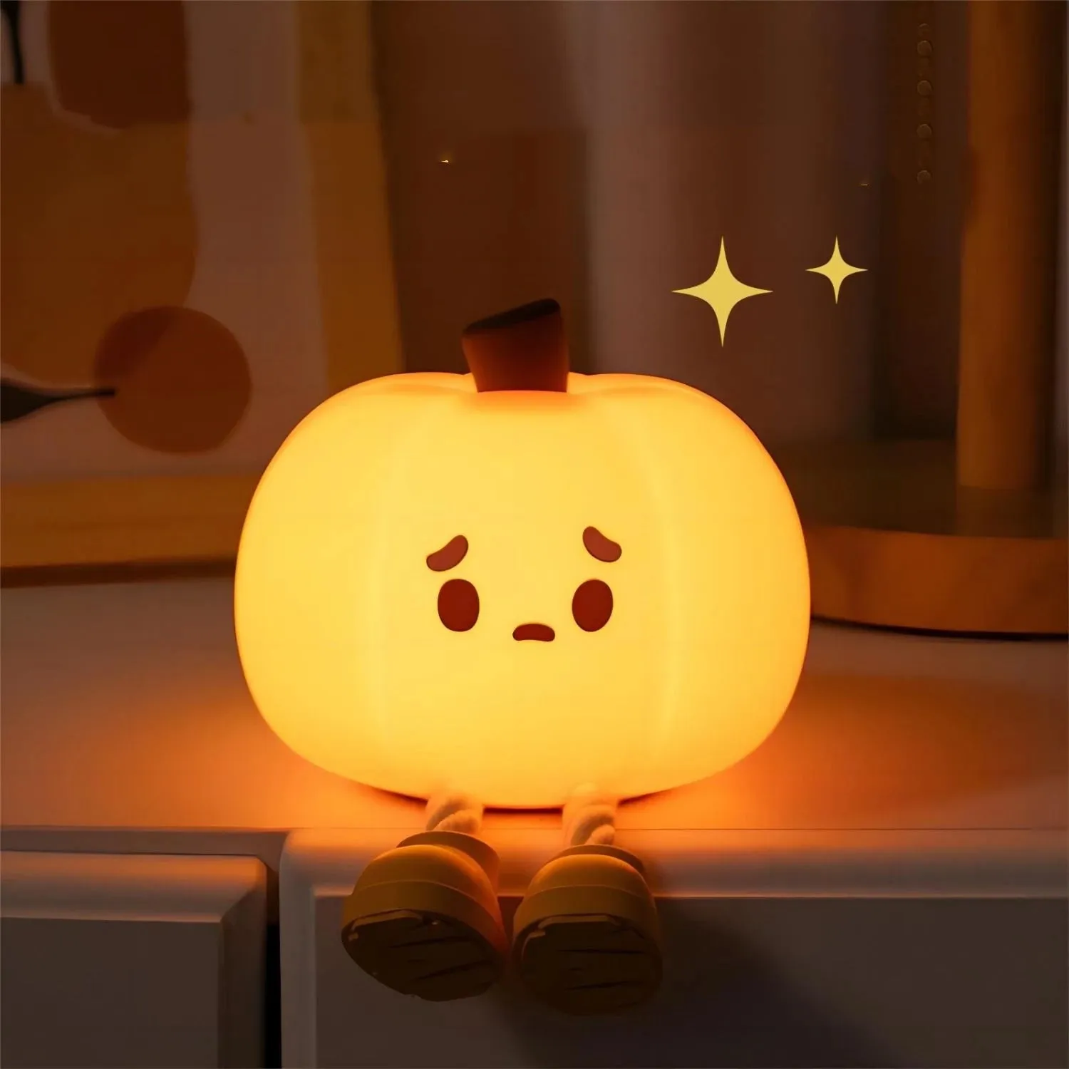 "Silicone Halloween Pumpkin Night Light with Timing and Dimmable Feature for Safe and Cute Bedside Decor, Ideal for Kids and Baby Halloween Gifts"