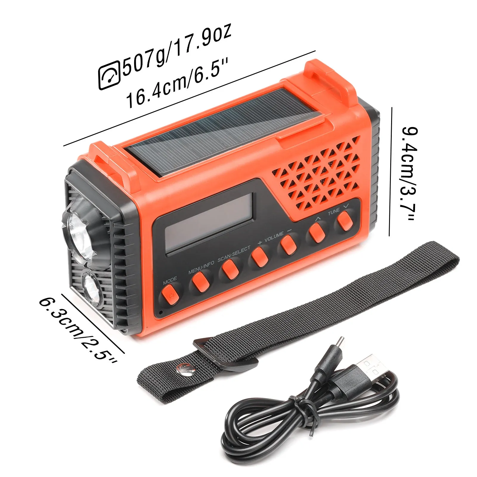 Raddy SD10 Emergency Radio | DAB/DAB /FM/Bluetooth | Solar Crank | Power Bank | SOS | Alarm Clock | Headphone Jack