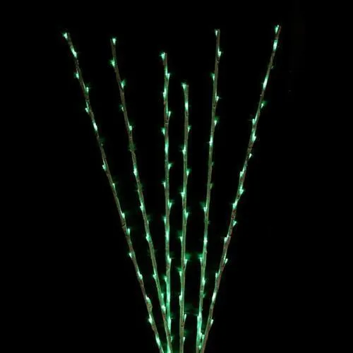 Set of 6 Enchanted Garden LED Green Lighted Branch Spray Driveway Pathway Markers - 6'