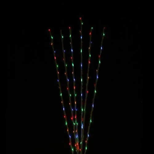 Set of 6 Enchanted Garden LED Multi-Color Lighted Branch Spray Driveway Pathway Markers- 4'