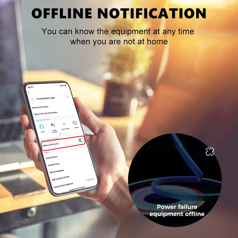 SMATRUL Smart Tuya WiFi LED Neon Strip, Waterproof Color Changing RGB Silicone Light Strip, 16.4ft