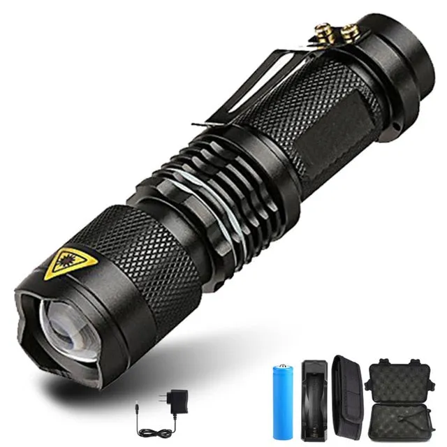 Super bright Mini LED Flashlight Zoom T6 Led Lamp Bead Torch 5 Mode Camping Lamp Waterproof Use 18650 Rechargeable Battery