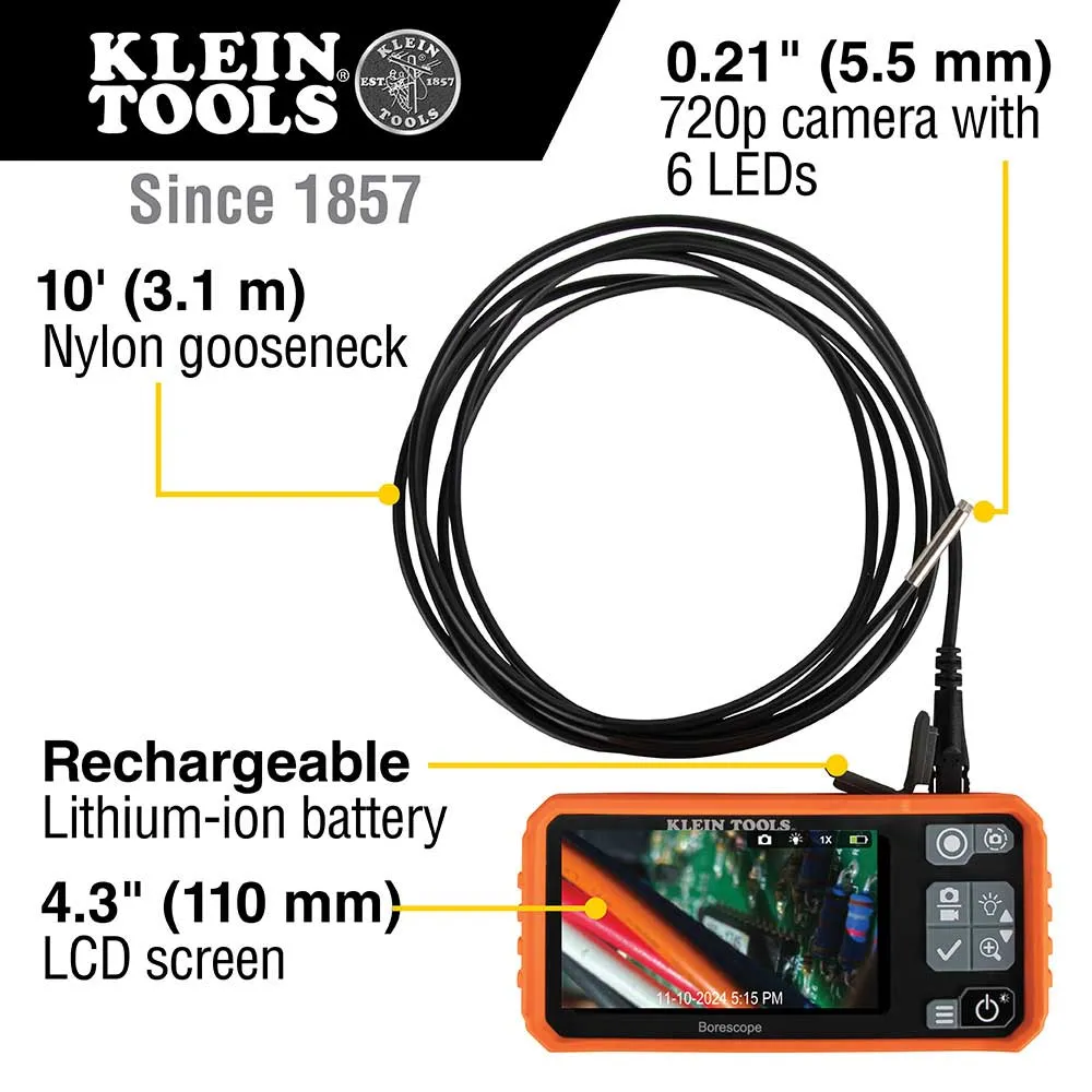 Utility Borescope, 10 foot Snake (5.5mm)