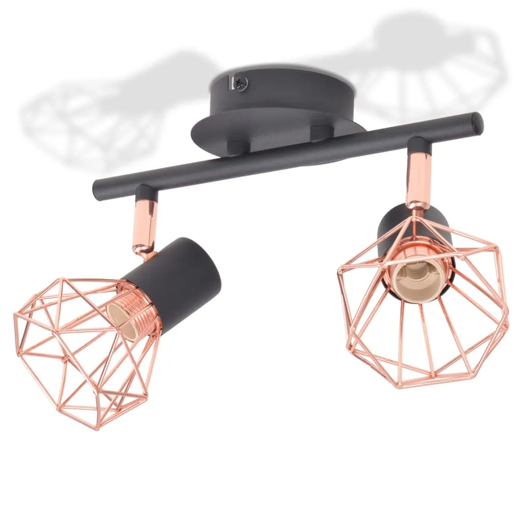 vidaXL Ceiling Lamp with 2 Spotlights E14 Black and Copper