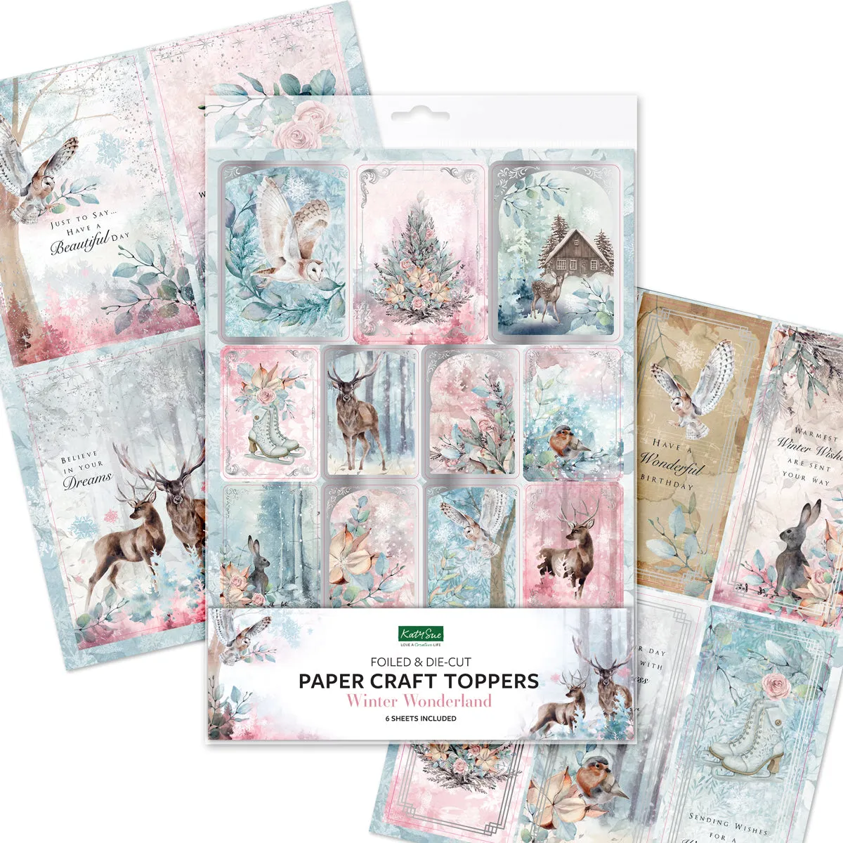 Winter Wonderland Foiled Paper Craft Toppers, 6 sheets